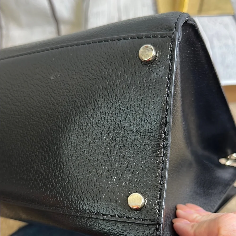 Kate Spade Leather Black Satchel with crossbody strap Gold Hardware